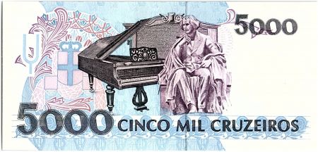 Brésil 5000 Cruzeiros, Carlos Gomes - Piano - 1993