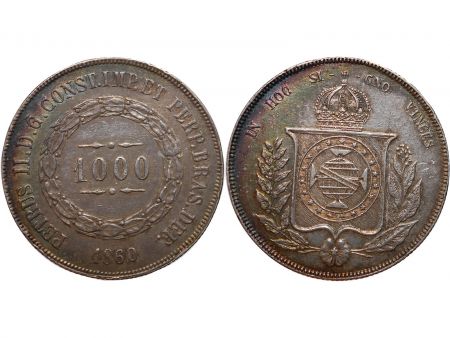 Brésil BRESIL - PIERRE II 1000 REIS 1860