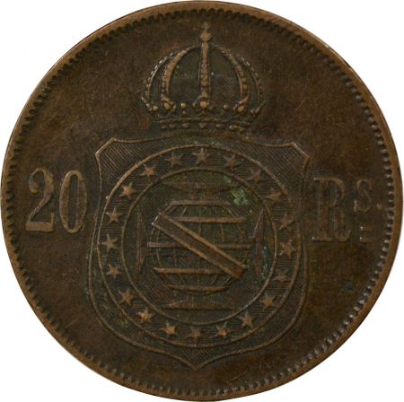 Brésil BRESIL, PEDRO II - 20 REIS 1869 BRUXELLES