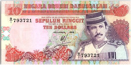 Brunéi 10 Ringgit, Sultan J.A.H. Bolkiah - 1989