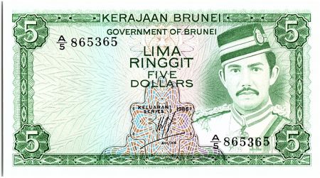 Brunéi 5 Ringgit, Sultan J.A.H. Bolkiah - 1986
