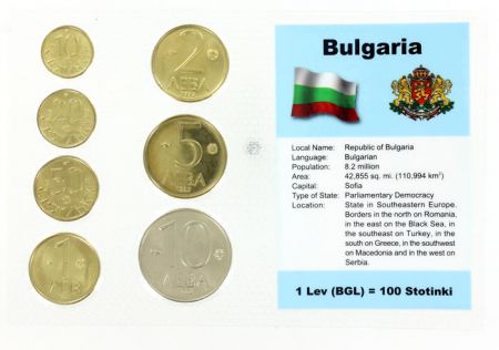 Bulgarie Blister 7 monnaies BULGARIE (10 stotinki à 10 leva)