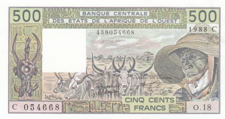 Burkina Faso 500 Francs Burkina Faso - Vieil homme et zébus - 1988 - Série O.18