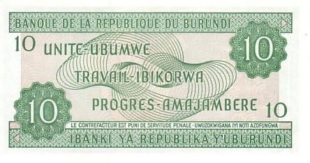 Burundi 10 Francs 2005 - Carte du Burundi