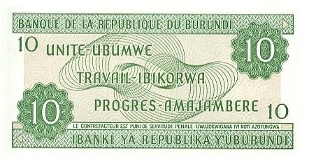Burundi 10 Francs 2007 - Carte du Burundi