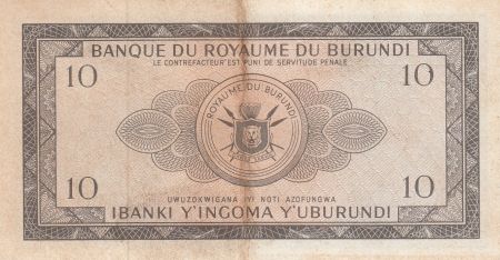 Burundi 10 Francs Boeufs  - 1965 - TTB - P. 9 - K 394357