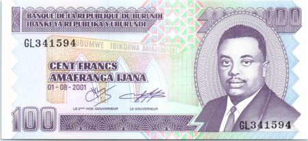 Burundi 100 Francs 2001 - Prince Rwagasore - Construction de maison