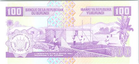 Burundi 100 Francs 2001 - Prince Rwagasore - Construction de maison