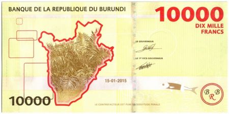 Burundi 10000 Francs 2015 - Presidents - Hippopotame
