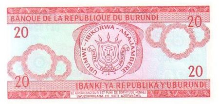 Burundi 20 Francs 2005 - Guerrier Burundais