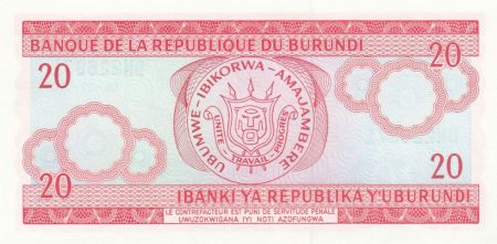 Burundi 20 Francs 2005 - Guerrier Burundais