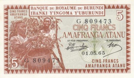 Burundi 5 Francs Cueillette du café - 1965 - Neuf - P. 8
