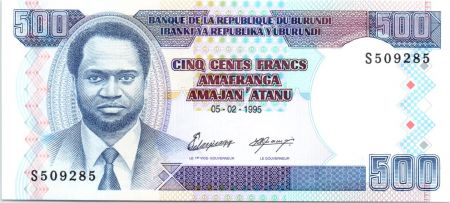 Burundi 500 Francs 1995 - Portrait du Président - Banque Centrale