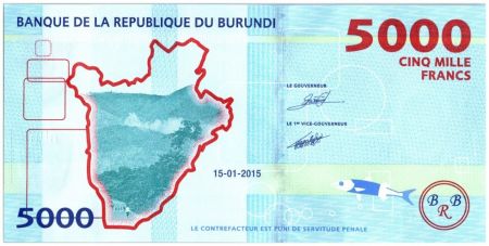 Burundi 5000 Francs 2015 -  Danseur - Buffle