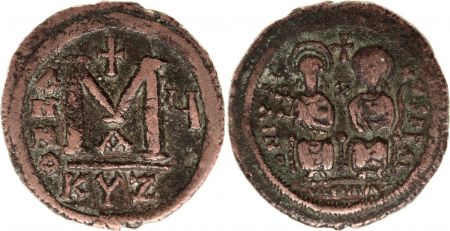 Byzance Follis, Justin II et Sophie (565-578) - Cysique An V