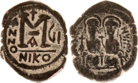 Byzance Follis, Justin II et Sophie (565-578) - Nicomédie An 6