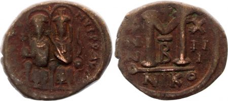 Byzance Follis, Justin II et Sophie (565-578) - Nicomédie An XIII