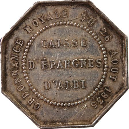 CAISSE D\'EPARGNE D\'ALBI - JETON ARGENT poinçon Abeille (1860-1880)