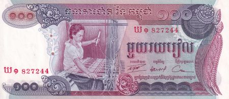 Cambodge 100 Riels - Travailleuse - Temple d\'Angkor - 1973 - NEUF - P.15a