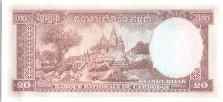 Cambodge 20 Riels Récolte -  Pagode à Phnom-Penh market - ND (1972)