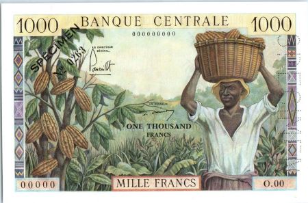 Cameroun 1000 Francs  Cacao - Café - 1962 - Spécimen No 263
