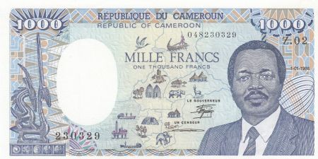 Cameroun 1000 Francs 1986 - Carte BEAC complète - Série Z.02