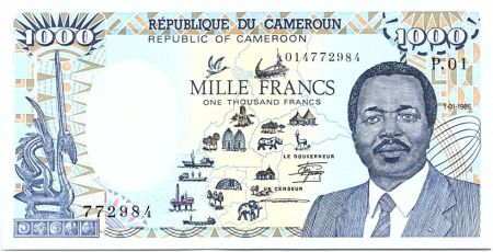 Cameroun 1000 Francs Carte BEAC incomplète - 1985