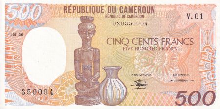 Cameroun 500 Francs - Statuette et cruche - 1985 - Série V.01 - SPL - P.24a