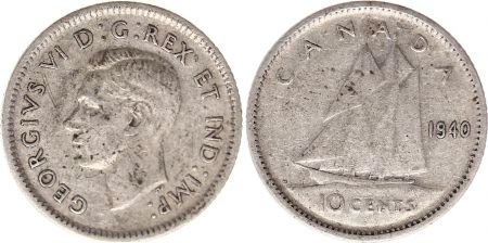 Canada 10 Cents 1940 - George VI - Argent