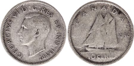Canada 10 Cents 1942 - George VI - Argent