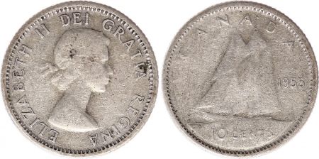 Canada 10 Cents 1955 - Elisabeth II - Argent