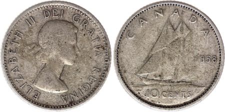 Canada 10 Cents 1958 - Elisabeth II - Argent