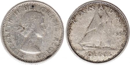 Canada 10 Cents 1959 - Elisabeth II - Argent
