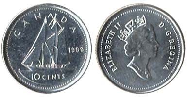 Canada 10 Cents Goélette Bluenose - Années variées