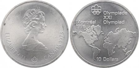 Canada 10 Dollars JO de Montréal 1976 - Carte du Monde