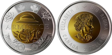 Canada 2 Dollars Elisabeth II - Armistice 1914-1918 - Bi-métal