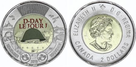 Canada 2 Dollars Elisabeth II - D DAY - 2019 colorisé