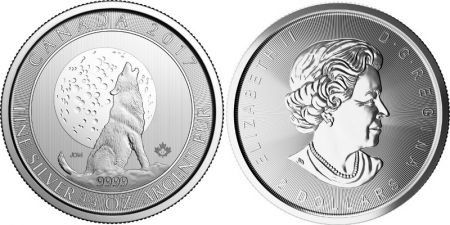 Canada 2 Dollars Elisabeth II - Loup 3/4 Once Argent 2017