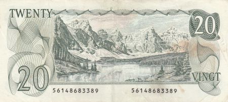 Canada 20 Dollars 1979 Elisabeth II - Armoiries, lac, mountagnes, sign. Crow-Bouey