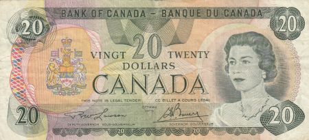 Canada 20 Dollars 1979 Elisabeth II - Armoiries, lac, mountagnes, sign. Lawson-Bouey