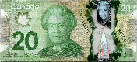 Canada 20 Dollars Elisabeth II - Monument - Polymer 2012 (2014) -  Neuf - P.108b