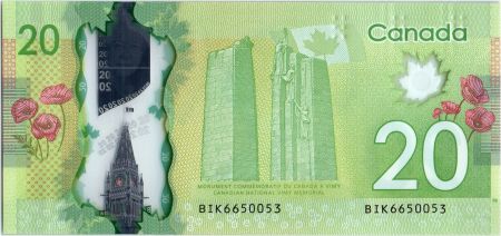 Canada 20 Dollars Elisabeth II - Monument - Polymer 2012