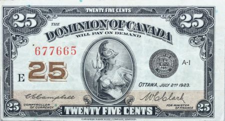 Canada 25 Cent Britannia - 1923 - Série E