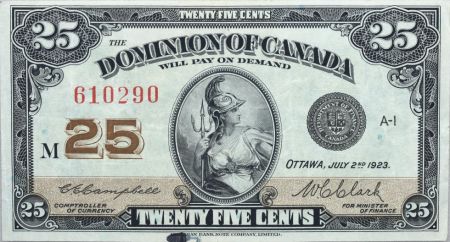 Canada 25 Cent Britannia - 1923 - Série M