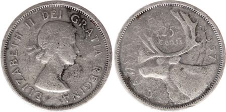 Canada 25 Cents 1957 - Elisabeth II - Argent