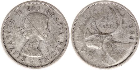 Canada 25 Cents 1958 - Elisabeth II - Argent