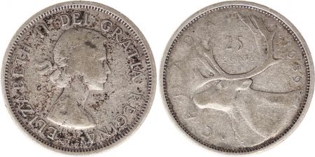 Canada 25 Cents 1959 - Elisabeth II - Argent