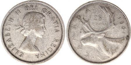 Canada 25 Cents 1961 - Elisabeth II - Argent
