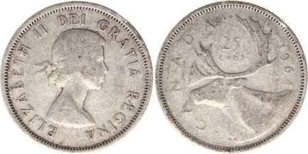 Canada 25 Cents 1964 - Elisabeth II - Argent