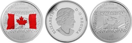 Canada 25 Cents Lot 2 pièces 50 ans du drapeau canadien - 2015